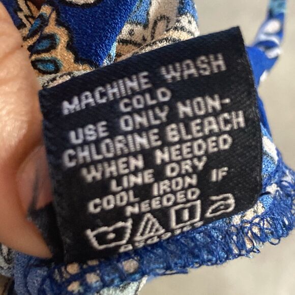 Tolani Collection Blouse Womens Large Blue Multicolor Floral Button Up - Picture 9 of 10